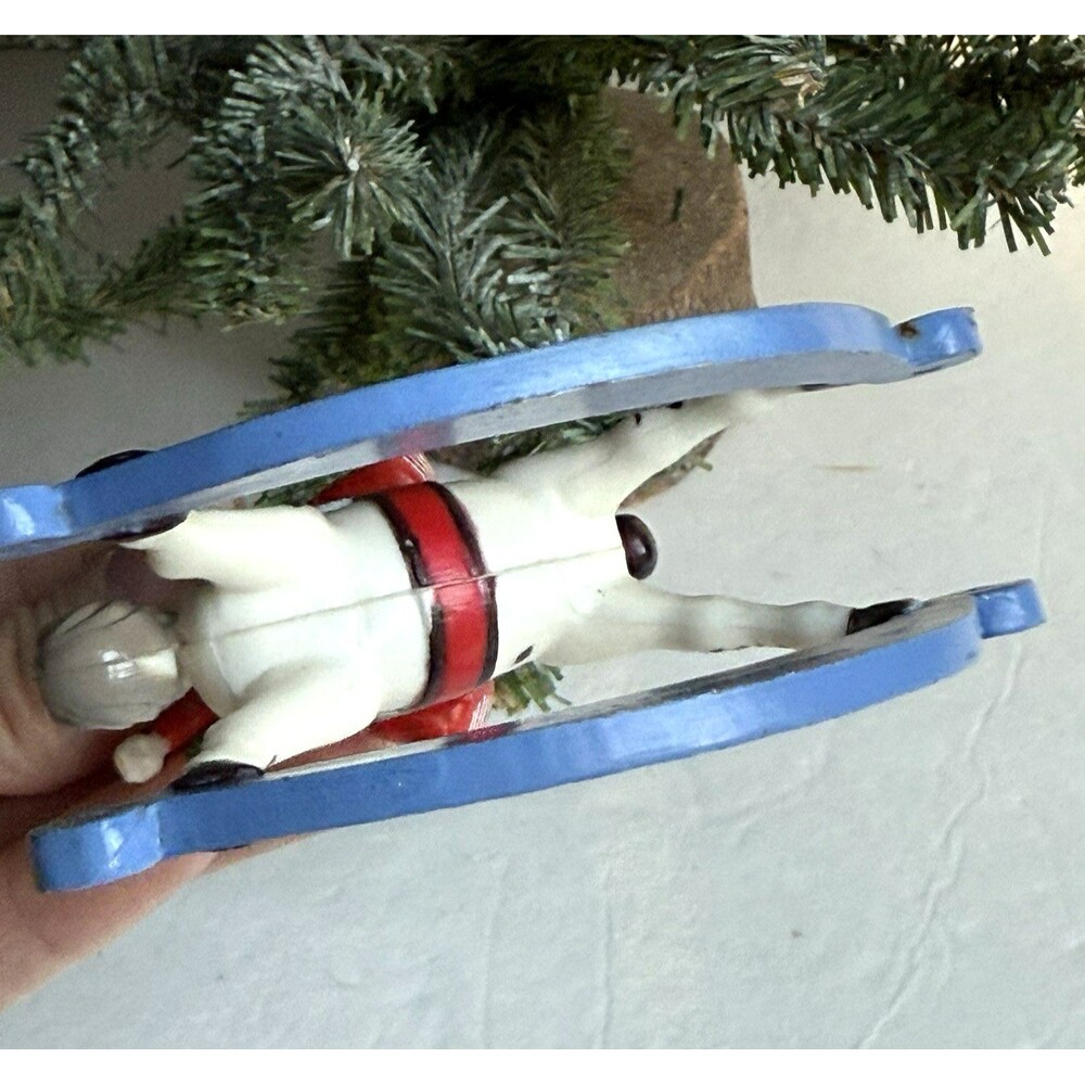 Vintage Plastic Rocking Horse with Teddy Bear Ornament Spotted Horse Christmas - Picture 3 of 5